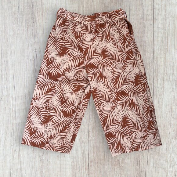 NWT FRENCH LAUNDRY Palm Leaf Pattern Wide Leg Palazzo Elastic Cropped Pants L XL - Picture 3 of 5